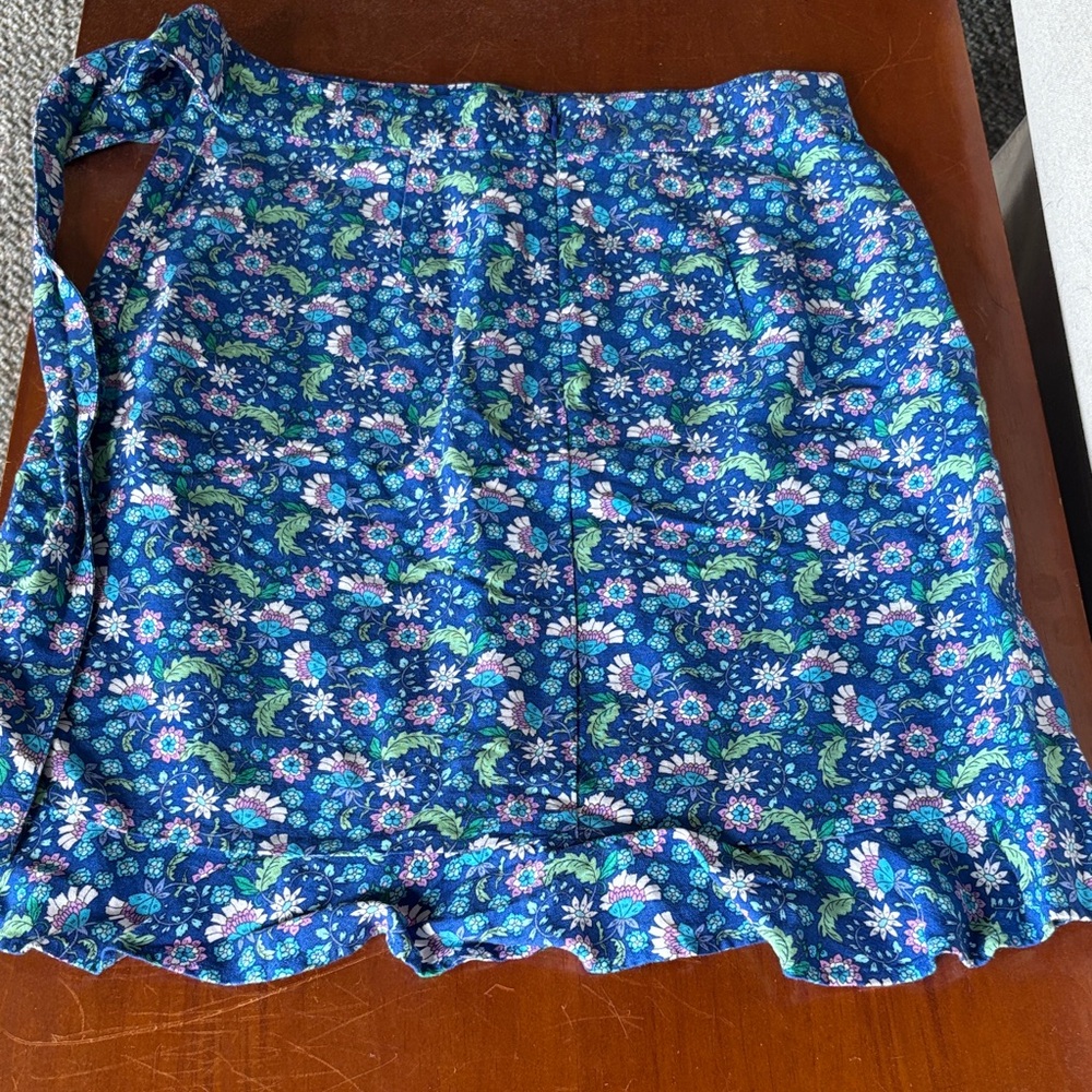 LOFT Blue Floral A-Line Skirt